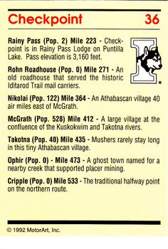 1992 MotorArt Iditarod Sled Dog Race #36 Checkpoint Back